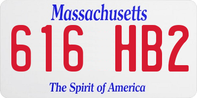 MA license plate 616HB2