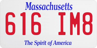 MA license plate 616IM8