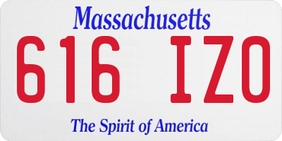 MA license plate 616IZ0