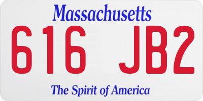 MA license plate 616JB2