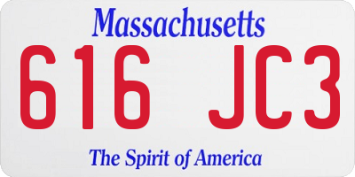 MA license plate 616JC3