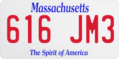MA license plate 616JM3