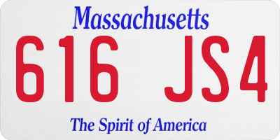MA license plate 616JS4