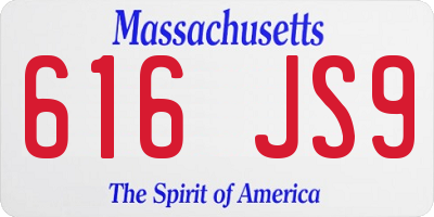 MA license plate 616JS9
