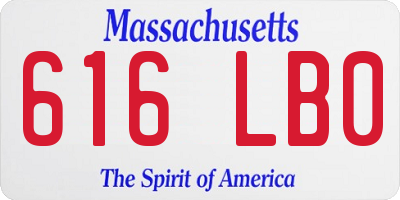 MA license plate 616LB0
