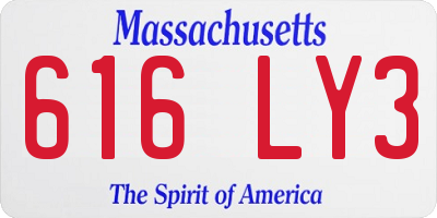 MA license plate 616LY3