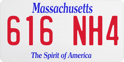 MA license plate 616NH4