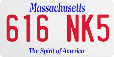 MA license plate 616NK5