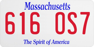 MA license plate 616OS7