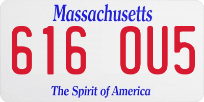 MA license plate 616OU5