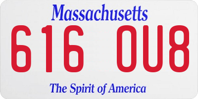 MA license plate 616OU8