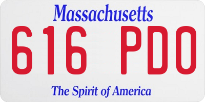MA license plate 616PD0