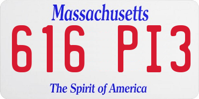 MA license plate 616PI3