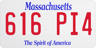 MA license plate 616PI4