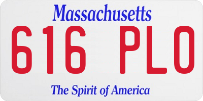 MA license plate 616PL0