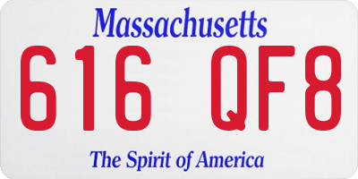 MA license plate 616QF8