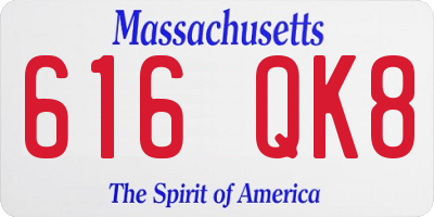 MA license plate 616QK8