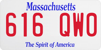 MA license plate 616QW0