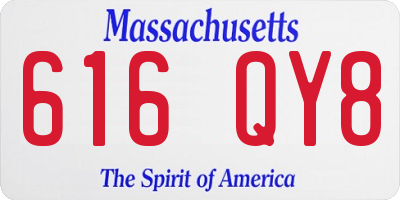 MA license plate 616QY8