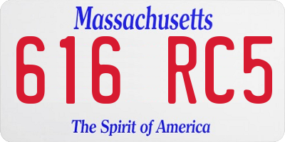 MA license plate 616RC5