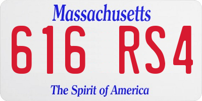MA license plate 616RS4