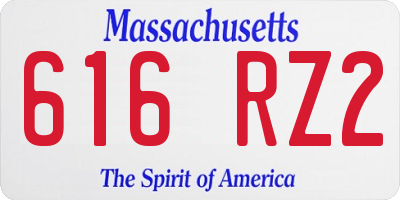 MA license plate 616RZ2