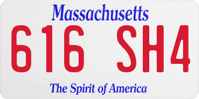 MA license plate 616SH4