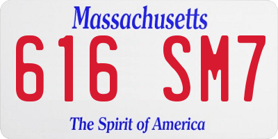 MA license plate 616SM7