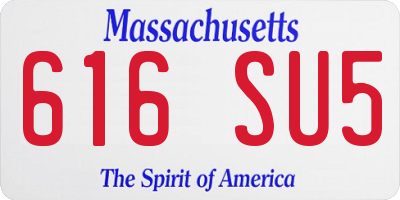 MA license plate 616SU5