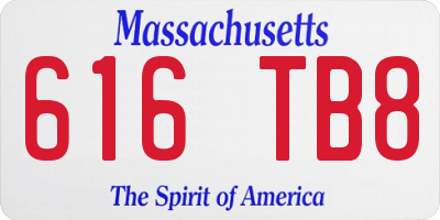 MA license plate 616TB8