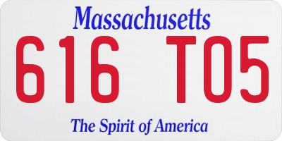 MA license plate 616TO5