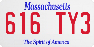 MA license plate 616TY3