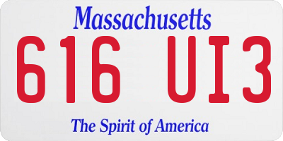 MA license plate 616UI3