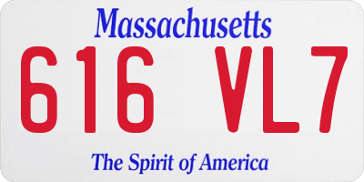 MA license plate 616VL7