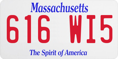 MA license plate 616WI5