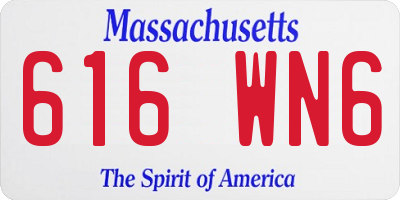 MA license plate 616WN6