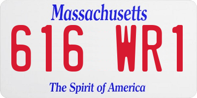 MA license plate 616WR1
