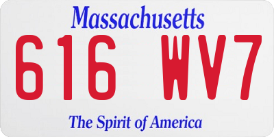 MA license plate 616WV7