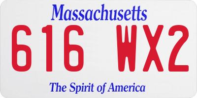 MA license plate 616WX2