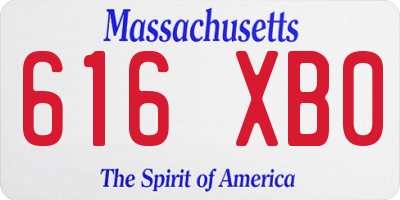 MA license plate 616XB0