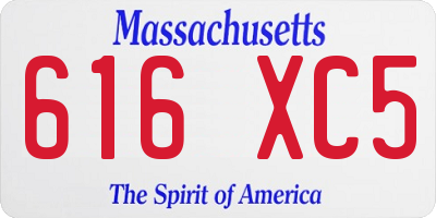 MA license plate 616XC5