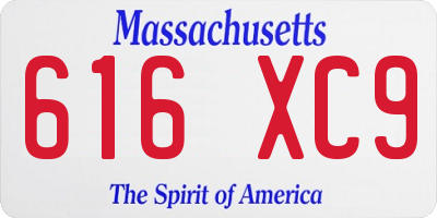 MA license plate 616XC9