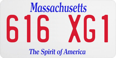 MA license plate 616XG1
