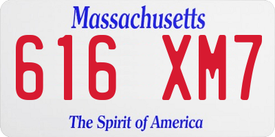 MA license plate 616XM7