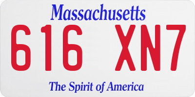 MA license plate 616XN7
