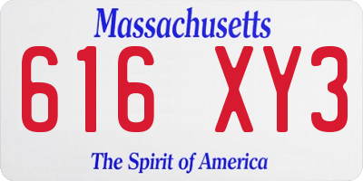 MA license plate 616XY3