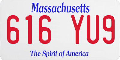MA license plate 616YU9