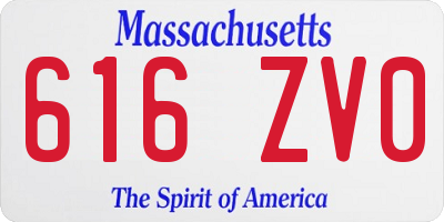 MA license plate 616ZV0