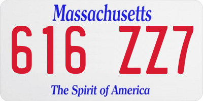MA license plate 616ZZ7
