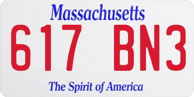 MA license plate 617BN3